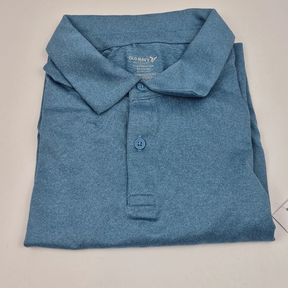 Old Navy Active Polo Shirt Go-Dry Cool Athletic Blue Boys XL (14-16) Uniform NWT
